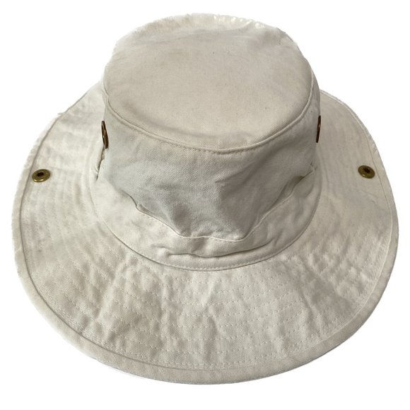 Vintage 90s Tilley Endurables Bucket Hat Mens SZ 7 1/8 Cream Cotton Canada Made - Picture 1 of 15